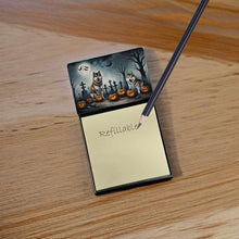 Load image into Gallery viewer, Akita Spooky Halloween Sticky Note Holder- Refiilable Desk Accessory Note Pad