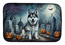 Load image into Gallery viewer, Alaskan Malamute Spooky Halloween Dish Drying Mat