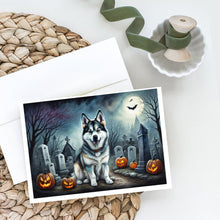 Load image into Gallery viewer, Alaskan Malamute Spooky Halloween Greeting Cards -  Blank Note Cards – 8-Pack of Artist-Designed Cards with Envelopes