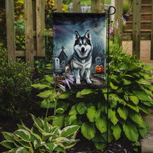 Load image into Gallery viewer, Alaskan Malamute Spooky Halloween Garden Flag – Dog in Cemetery Scene