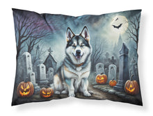 Load image into Gallery viewer, Alaskan Malamute Spooky Halloween Fabric Standard Pillowcase – Artistic Decorative Front, White Back