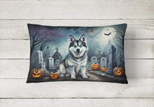 Load image into Gallery viewer, Alaskan Malamute Spooky Halloween Fabric Decorative Pillow