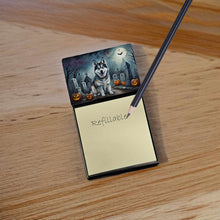Load image into Gallery viewer, Alaskan Malamute Spooky Halloween Sticky Note Holder- Refiilable Desk Accessory Note Pad