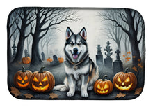 Load image into Gallery viewer, Alaskan Malamute Spooky Halloween Dish Drying Mat