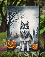 Load image into Gallery viewer, Alaskan Malamute Spooky Halloween Garden Flag – Dog in Cemetery Scene