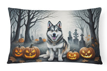 Load image into Gallery viewer, Alaskan Malamute Spooky Halloween Fabric Decorative Pillow