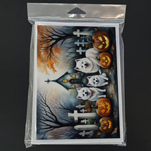 Load image into Gallery viewer, American Eskimo Spooky Halloween Greeting Cards -  Blank Note Cards – 8-Pack of Artist-Designed Cards with Envelopes