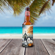 Load image into Gallery viewer, American Eskimo Spooky Halloween Slim Can Huggers – Fun, Functional Drink Coolers for Every Occasion