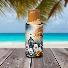 Load image into Gallery viewer, American Eskimo Spooky Halloween Slim Can Huggers – Fun, Functional Drink Coolers for Every Occasion