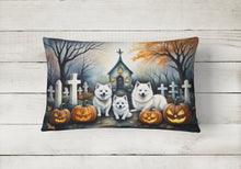 Load image into Gallery viewer, American Eskimo Spooky Halloween Fabric Decorative Pillow