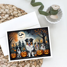Load image into Gallery viewer, Australian Shepherd Spooky Halloween Greeting Cards -  Blank Note Cards – 8-Pack of Artist-Designed Cards with Envelopes