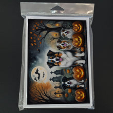 Load image into Gallery viewer, Australian Shepherd Spooky Halloween Greeting Cards -  Blank Note Cards – 8-Pack of Artist-Designed Cards with Envelopes