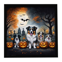Load image into Gallery viewer, Australian Shepherd Spooky Halloween Framed Metal Print