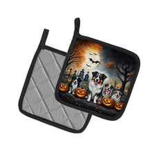 Load image into Gallery viewer, Australian Shepherd Spooky Halloween Pot Holders - Set of 2 Decorative Kitchen Helpers | Made in the USA