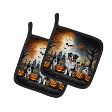 Load image into Gallery viewer, Australian Shepherd Spooky Halloween Pot Holders - Set of 2 Decorative Kitchen Helpers | Made in the USA