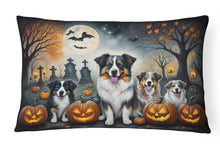Load image into Gallery viewer, Australian Shepherd Spooky Halloween Fabric Decorative Pillow