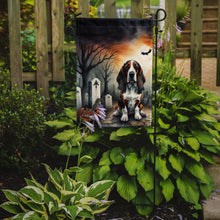 Load image into Gallery viewer, Basset Hound Spooky Halloween Garden Flag – Dog in Cemetery Scene