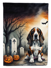 Load image into Gallery viewer, Basset Hound Spooky Halloween Garden Flag – Dog in Cemetery Scene