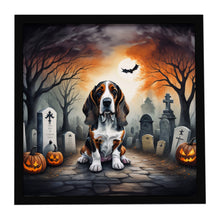 Load image into Gallery viewer, Basset Hound Spooky Halloween Framed Metal Print