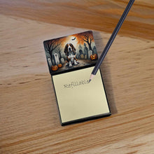 Load image into Gallery viewer, Basset Hound Spooky Halloween Sticky Note Holder- Refiilable Desk Accessory Note Pad