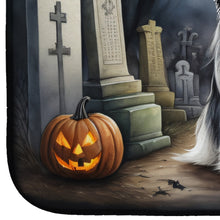 Load image into Gallery viewer, Bearded Collie Spooky Halloween Dish Drying Mat