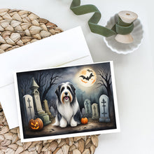 Load image into Gallery viewer, Bearded Collie Spooky Halloween Greeting Cards -  Blank Note Cards – 8-Pack of Artist-Designed Cards with Envelopes