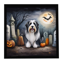 Load image into Gallery viewer, Bearded Collie Spooky Halloween Framed Metal Print