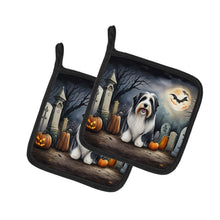 Load image into Gallery viewer, Bearded Collie Spooky Halloween Pot Holders - Set of 2 Decorative Kitchen Helpers | Made in the USA