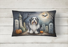 Load image into Gallery viewer, Bearded Collie Spooky Halloween Fabric Decorative Pillow