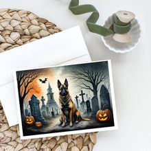Load image into Gallery viewer, Belgian Malinois Spooky Halloween Greeting Cards -  Blank Note Cards – 8-Pack of Artist-Designed Cards with Envelopes
