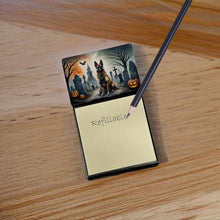 Load image into Gallery viewer, Belgian Malinois Spooky Halloween Sticky Note Holder- Refiilable Desk Accessory Note Pad