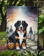 Load image into Gallery viewer, Bernese Mountain Dog Spooky Halloween Garden Flag – Dog in Cemetery Scene