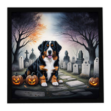Load image into Gallery viewer, Bernese Mountain Dog Spooky Halloween Framed Metal Print