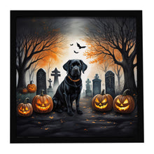 Load image into Gallery viewer, Black Labrador Retriever Spooky Halloween Framed Metal Print