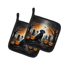 Load image into Gallery viewer, Black Labrador Retriever Spooky Halloween Pot Holders - Set of 2 Decorative Kitchen Helpers | Made in the USA