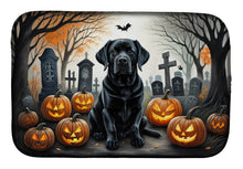 Load image into Gallery viewer, Black Labrador Retriever Spooky Halloween Dish Drying Mat
