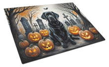 Load image into Gallery viewer, Black Labrador Retriever Spooky Halloween Glass Cutting Boards – Durable, Decorative Kitchen Art Large