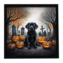 Load image into Gallery viewer, Black Labrador Retriever Spooky Halloween Framed Metal Print
