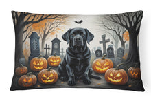 Load image into Gallery viewer, Black Labrador Retriever Spooky Halloween Fabric Decorative Pillow