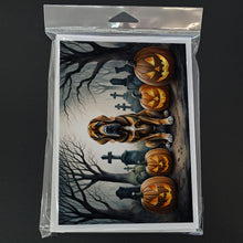 Load image into Gallery viewer, Bloodhound Spooky Halloween Greeting Cards -  Blank Note Cards – 8-Pack of Artist-Designed Cards with Envelopes
