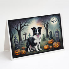 Load image into Gallery viewer, Border Collie Spooky Halloween Greeting Cards -  Blank Note Cards – 8-Pack of Artist-Designed Cards with Envelopes