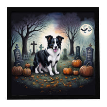 Load image into Gallery viewer, Border Collie Spooky Halloween Framed Metal Print
