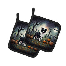 Load image into Gallery viewer, Border Collie Spooky Halloween Pot Holders - Set of 2 Decorative Kitchen Helpers | Made in the USA