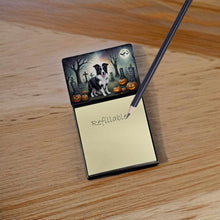 Load image into Gallery viewer, Border Collie Spooky Halloween Sticky Note Holder- Refiilable Desk Accessory Note Pad
