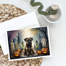 Load image into Gallery viewer, Border Terrier Spooky Halloween Greeting Cards -  Blank Note Cards – 8-Pack of Artist-Designed Cards with Envelopes