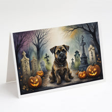 Load image into Gallery viewer, Border Terrier Spooky Halloween Greeting Cards -  Blank Note Cards – 8-Pack of Artist-Designed Cards with Envelopes