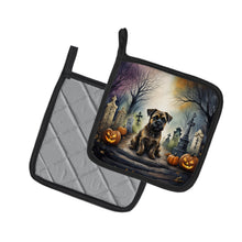 Load image into Gallery viewer, Border Terrier Spooky Halloween Pot Holders - Set of 2 Decorative Kitchen Helpers | Made in the USA