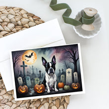 Load image into Gallery viewer, Boston Terrier Spooky Halloween Greeting Cards -  Blank Note Cards – 8-Pack of Artist-Designed Cards with Envelopes