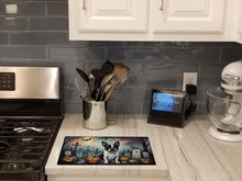 Load image into Gallery viewer, Boston Terrier Spooky Halloween Glass Cutting Boards – Durable, Decorative Kitchen Art Large