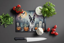 Load image into Gallery viewer, Boston Terrier Spooky Halloween Glass Cutting Boards – Durable, Decorative Kitchen Art Large